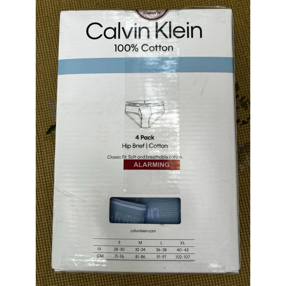 New CALVIN KLEIN Classic Fit 100% Cotton HIP BRIEFS 4-PACK Mens Small Underwear